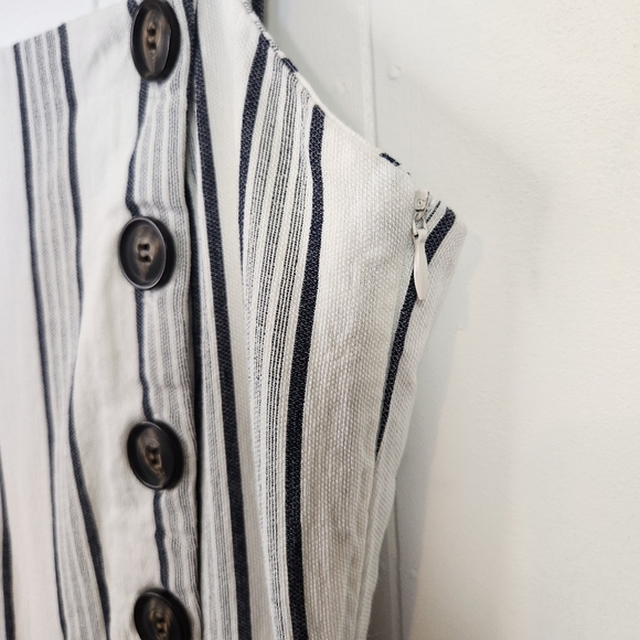 Bershka White Black Stripe Sleeveless Jumpsuit One Piece Size Medium Summer - Picture 5 of 12